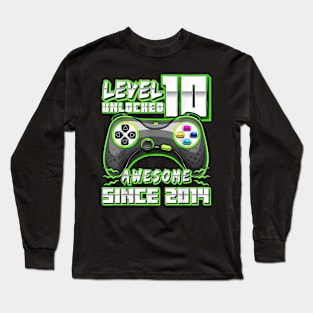10th Birthday Gamer 10 Year Old Bday Boy Ten Son Long Sleeve T-Shirt